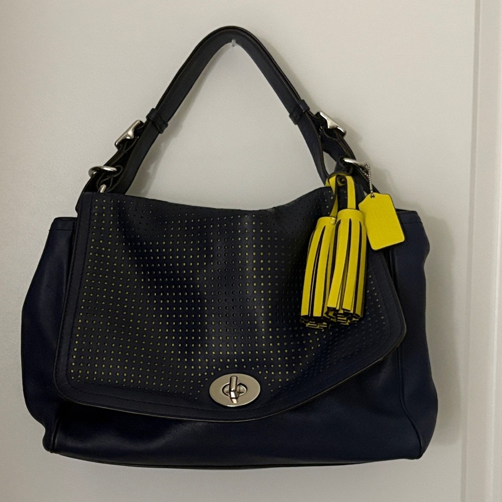 Coach Legacy EUC Perforated Leather Romy Top Handle Bag + Tassels & Tag